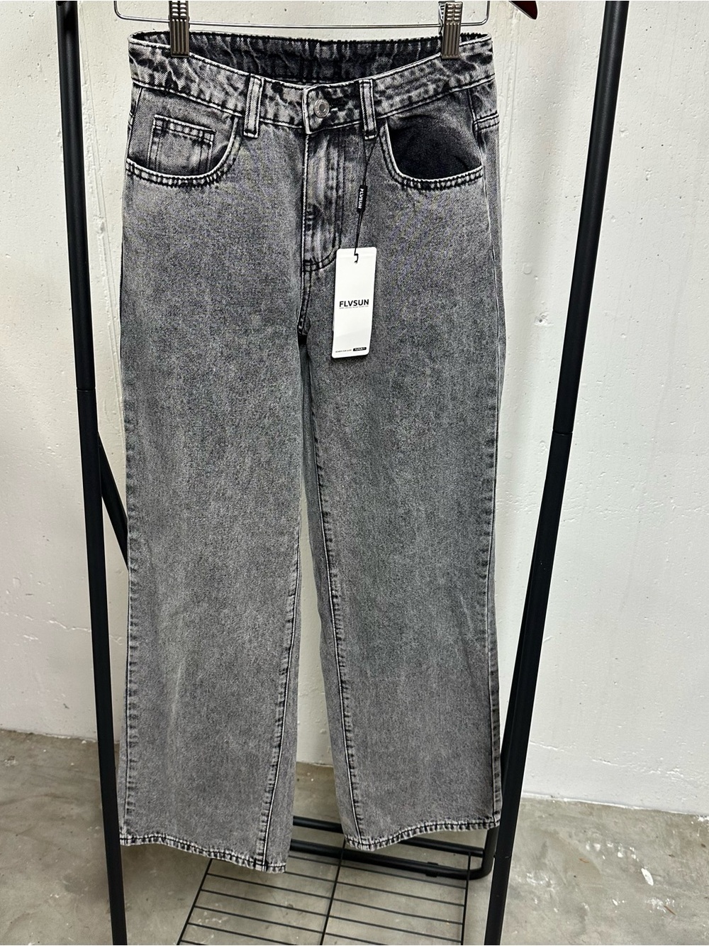 Women's Grey Washed Wide Leg Jeans 🐴